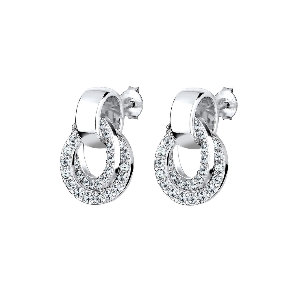 Elli Elli Boucles d'Oreilles Femme Cercle Glamour Cristal 925 Sterling Argent Boucles d'oreilles