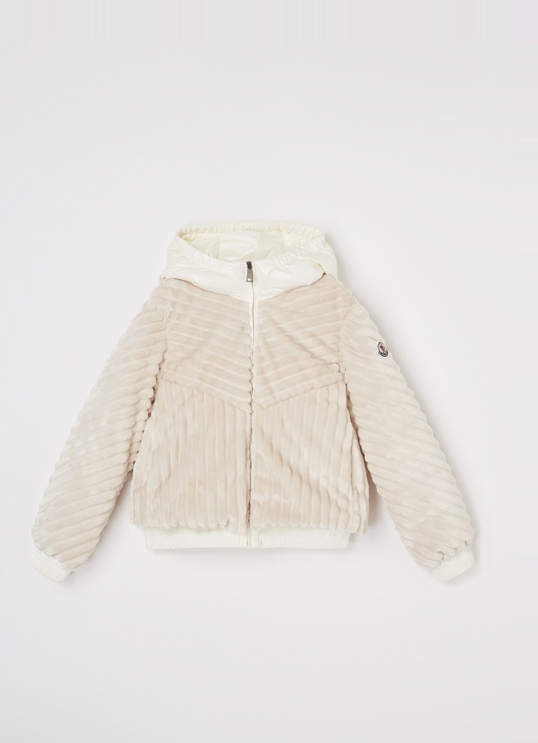 Doudoune matelassée Moncler Pedrix avec garnissage en duvet et fausse fourrure