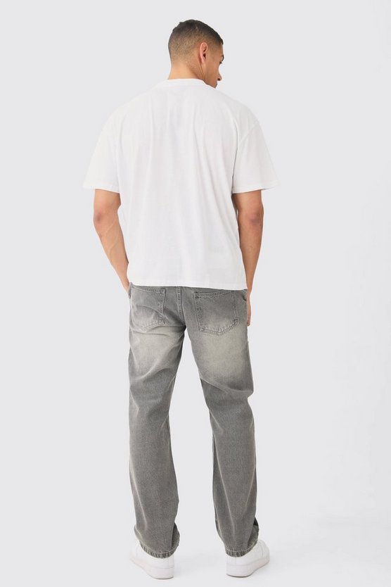Lockere zerrissene Jeans in Mittelgrau