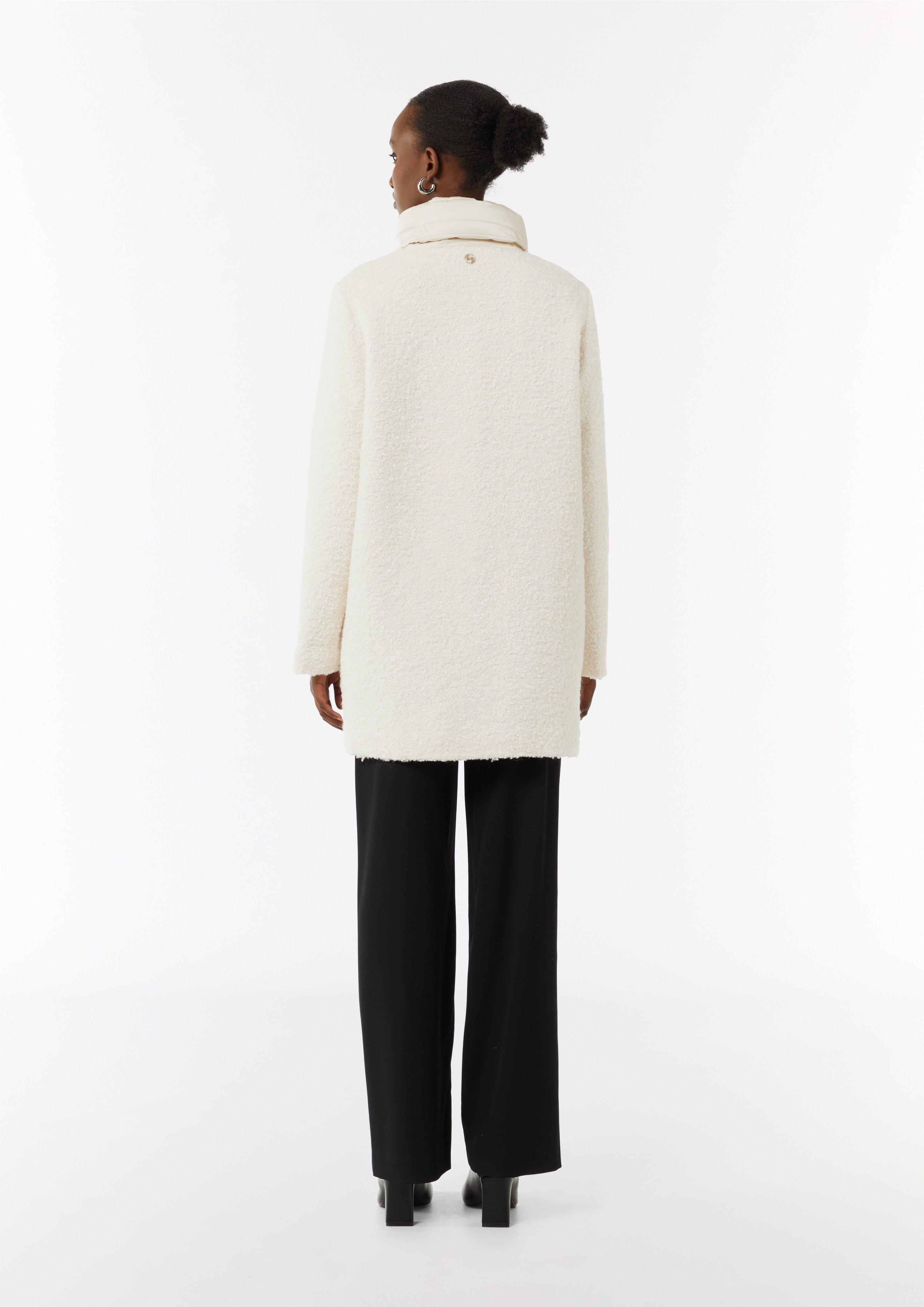 Mantel aus Bouclé-Satin-Mix - helles beige