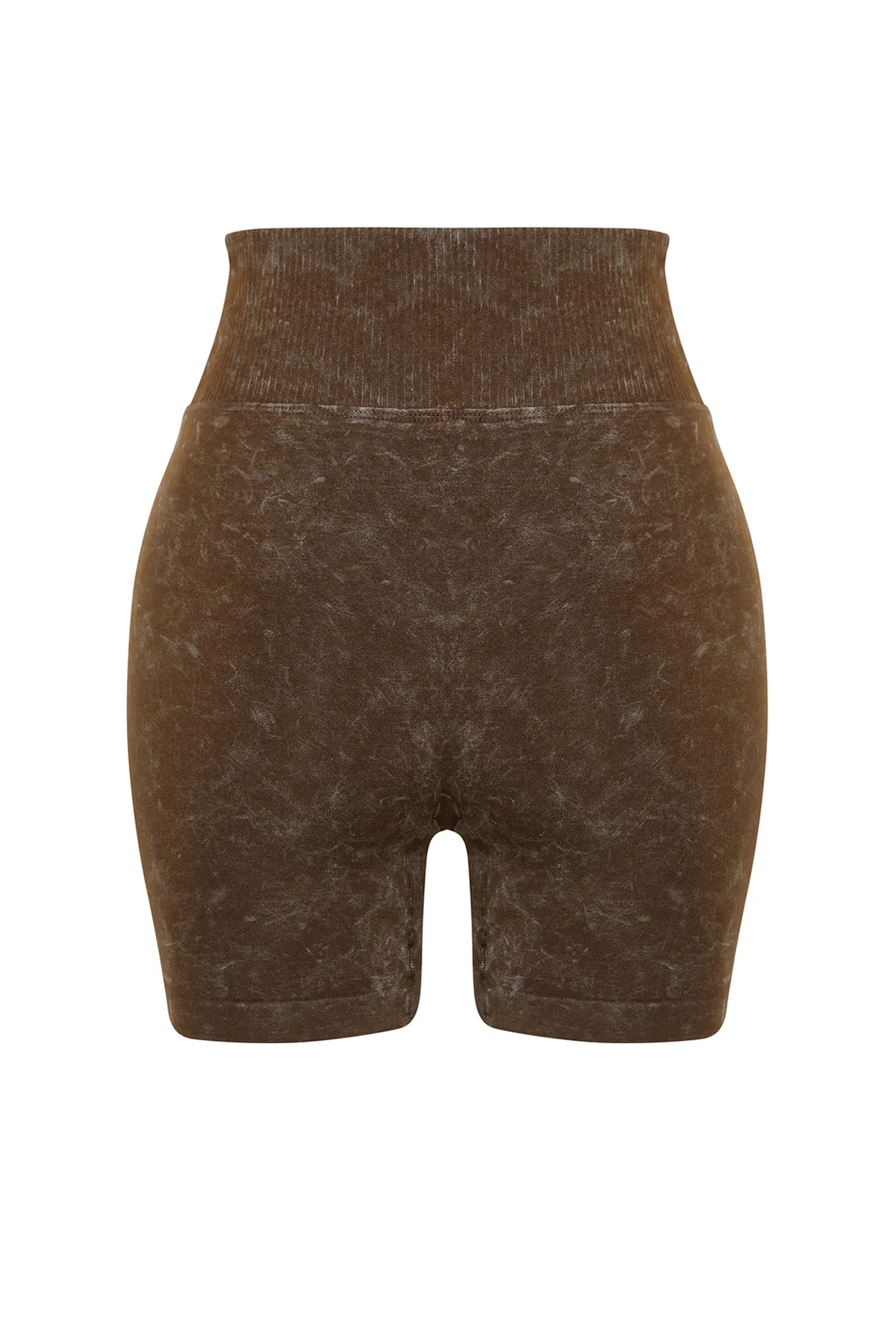 Trendyol Collection  Braune nahtlose/nahtlose Acid-Wash-Strick-Sportshorts/kurze Leggings THMSS23TY00034
