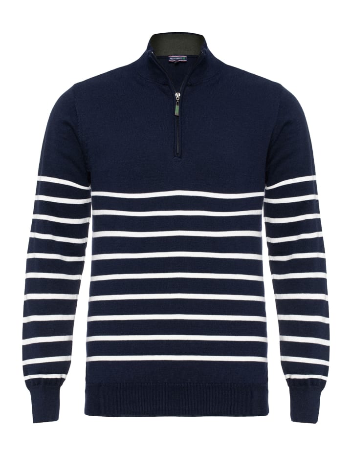 Felix Hardy Halber Reißverschluss Gestreifter Pullover in navy günstig kaufen