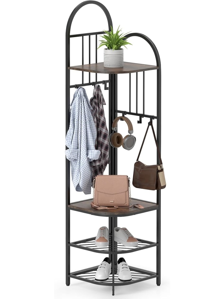 COSTWAY 180CM Garderobenständer Eck in Schwarz günstig kaufen onesize
