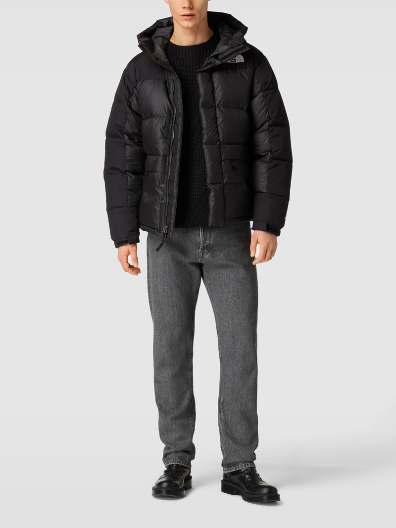 Daunenjacke mit Label-Stitching in schwarz