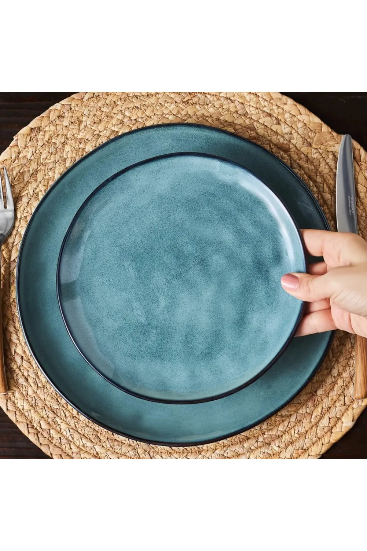 Karaca  Aria Reactive Glaze Tafelservice für 4, 12-teilig, Teller und Schüsseln, Geschirrset, Suppen