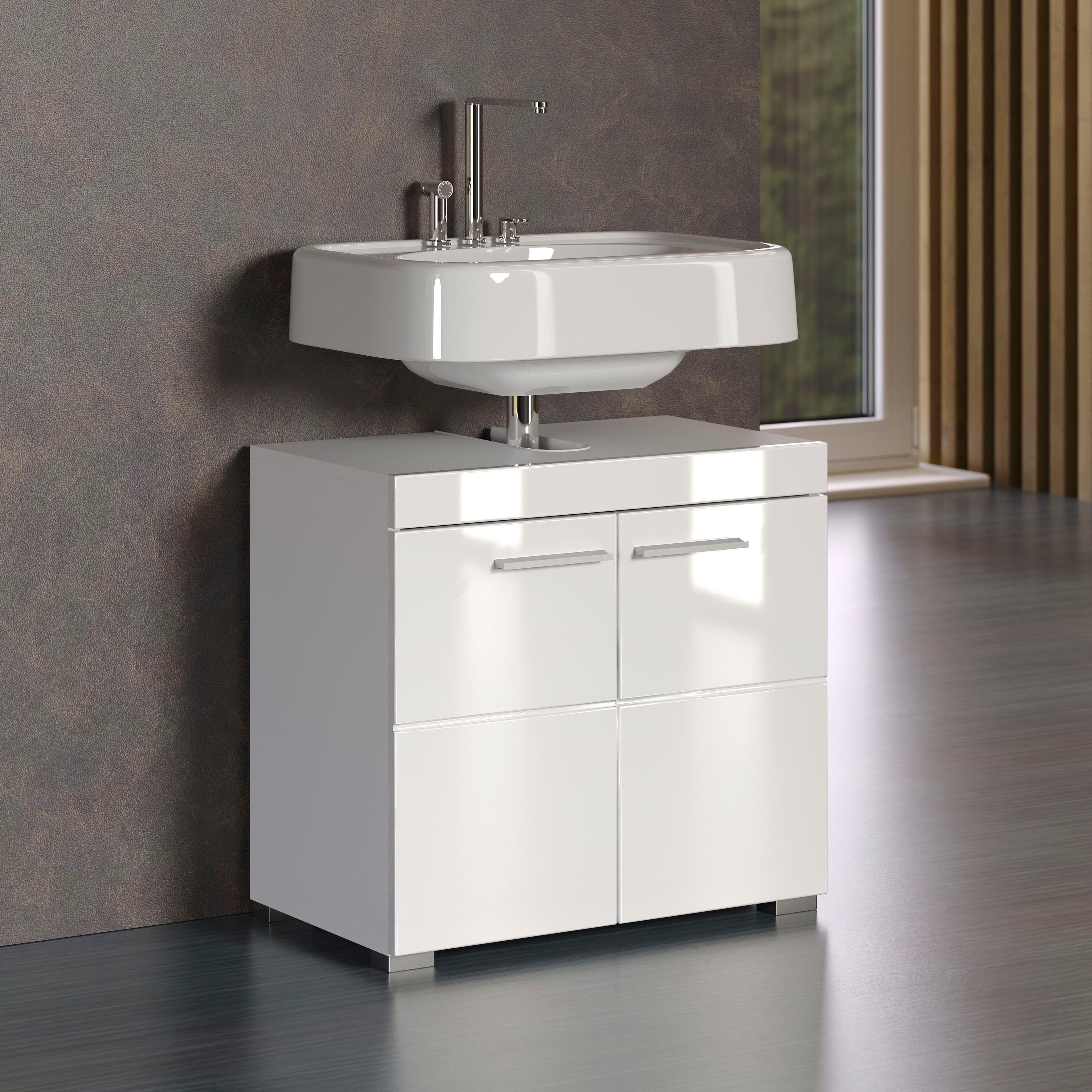 INOSIGN Waschbeckenunterschrank Avena Höhe 56 cm, Badezimmerschrank mit 2 Türen und Aussparung