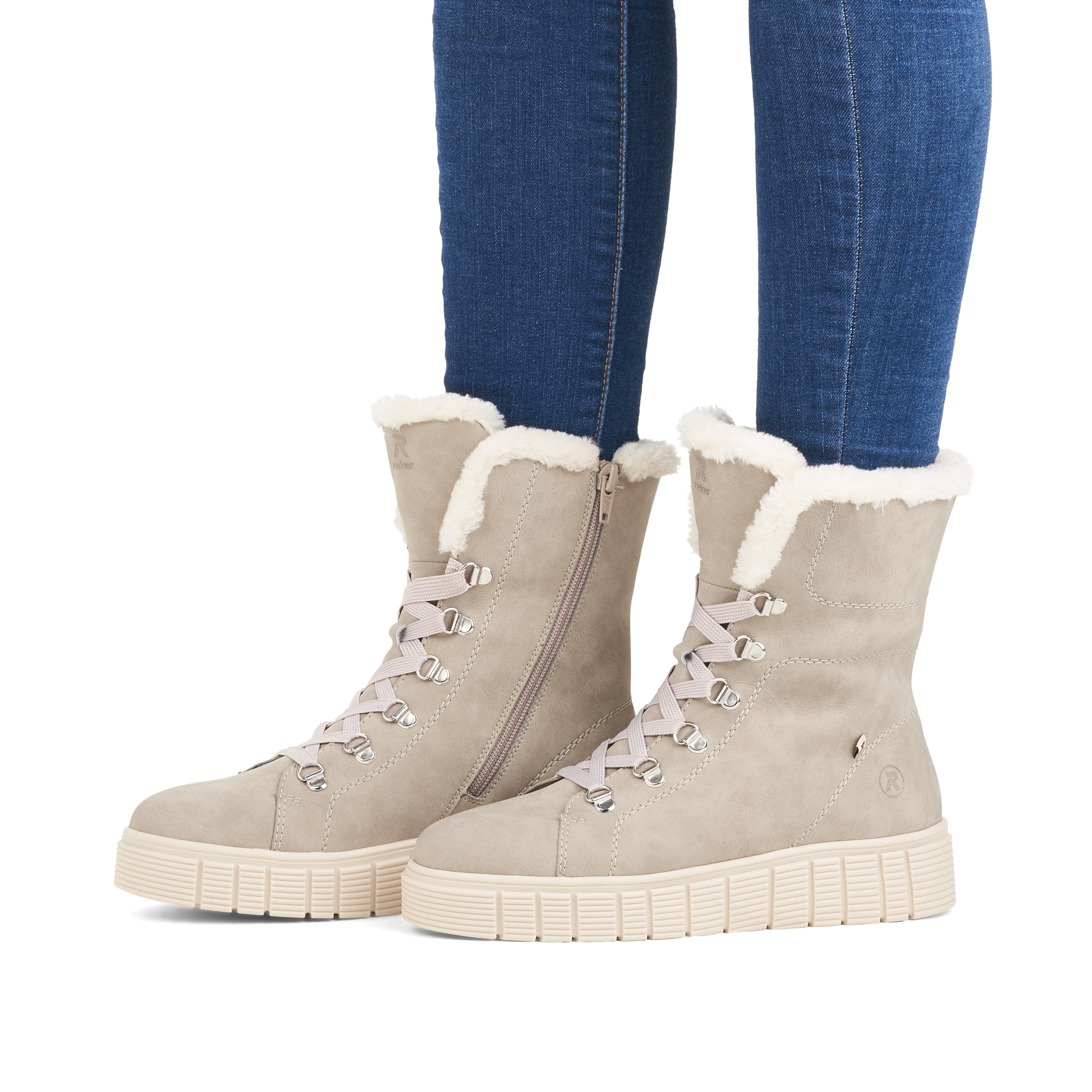 Rieker Damen Schnürstiefel platinum grey