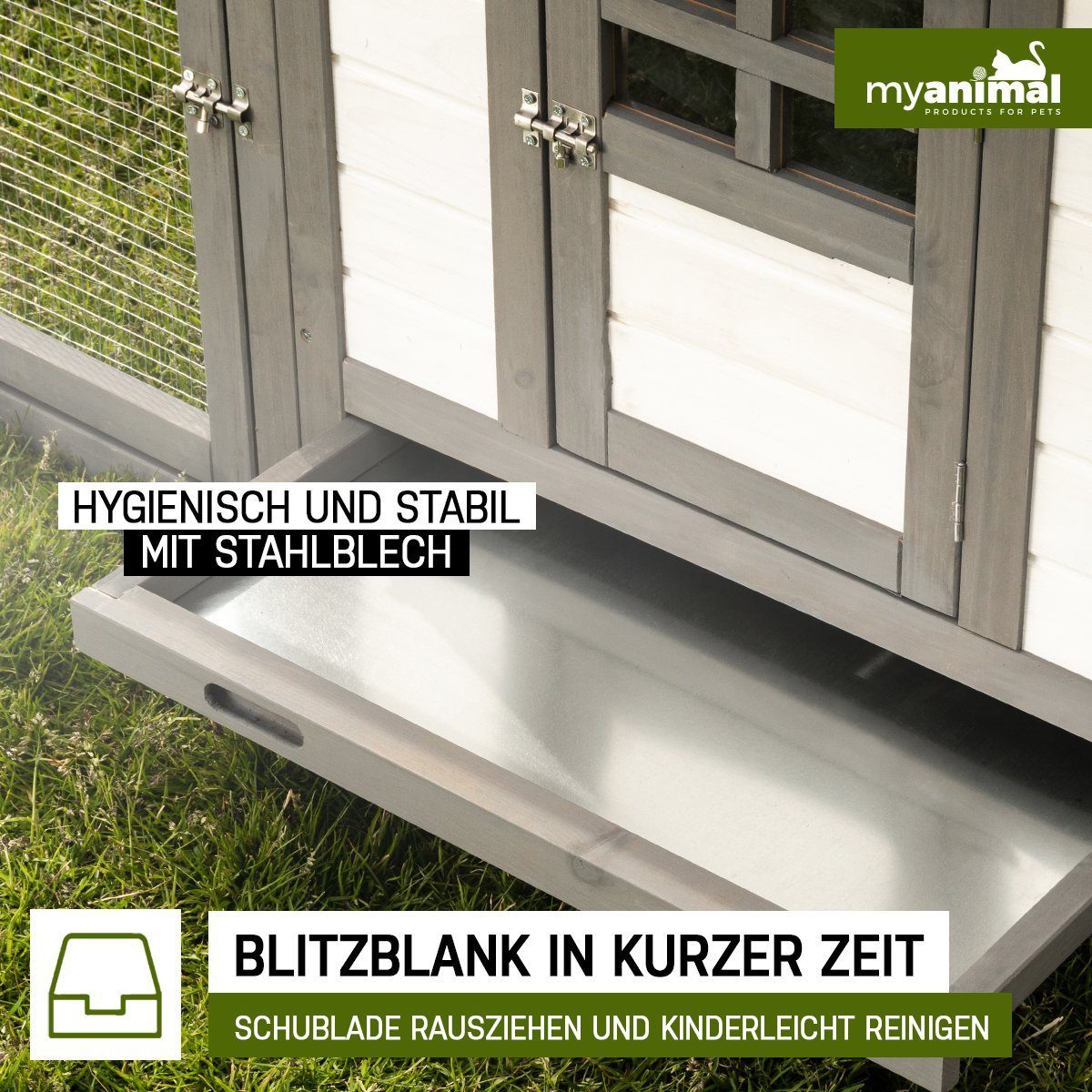 My Animal Hühnerstall Hühnerstall MH-19 für 3-4 Hühner - Wetter & Winterfest - Kieferholz, Hühnerhaus Hühner Käfig Gehege Geflügelstall - Nistkasten