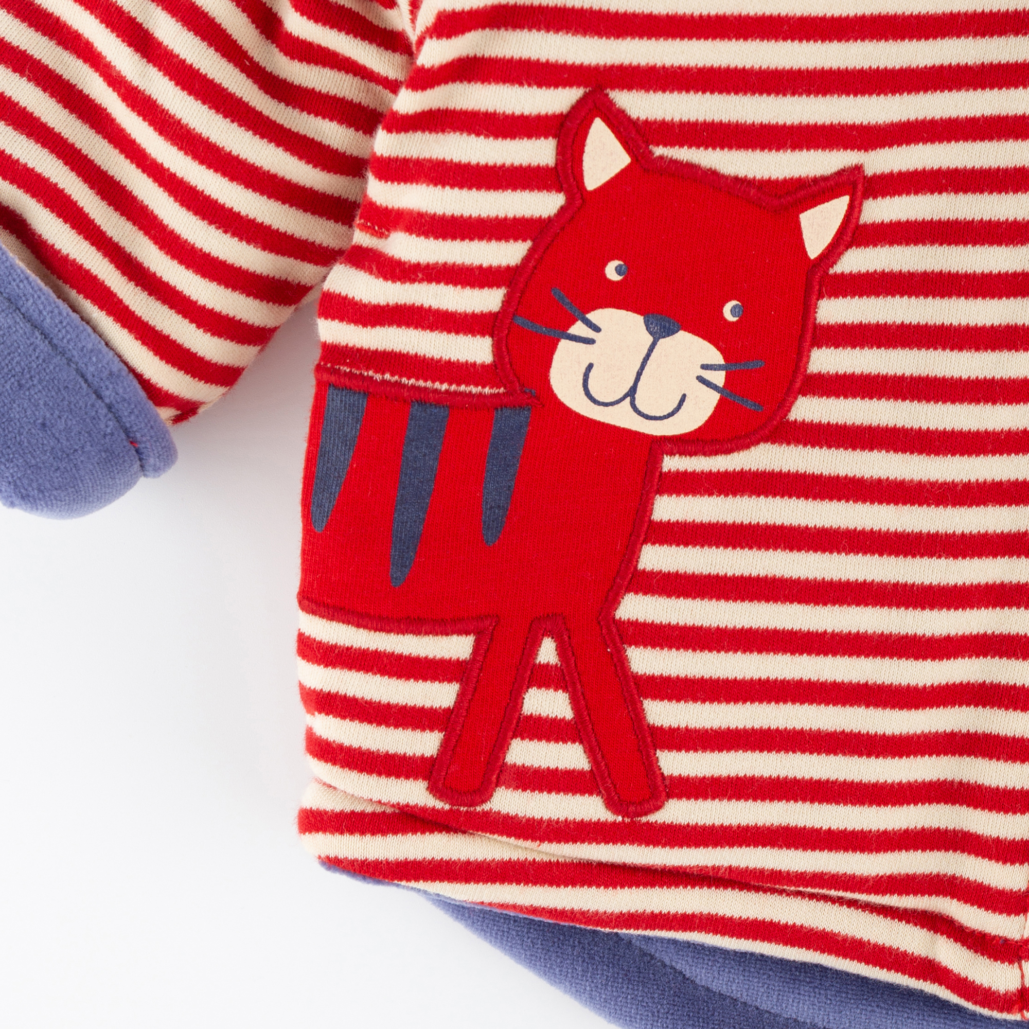 Baby Wendejacke Katze, Nicki blau oder rot-weiß geringel