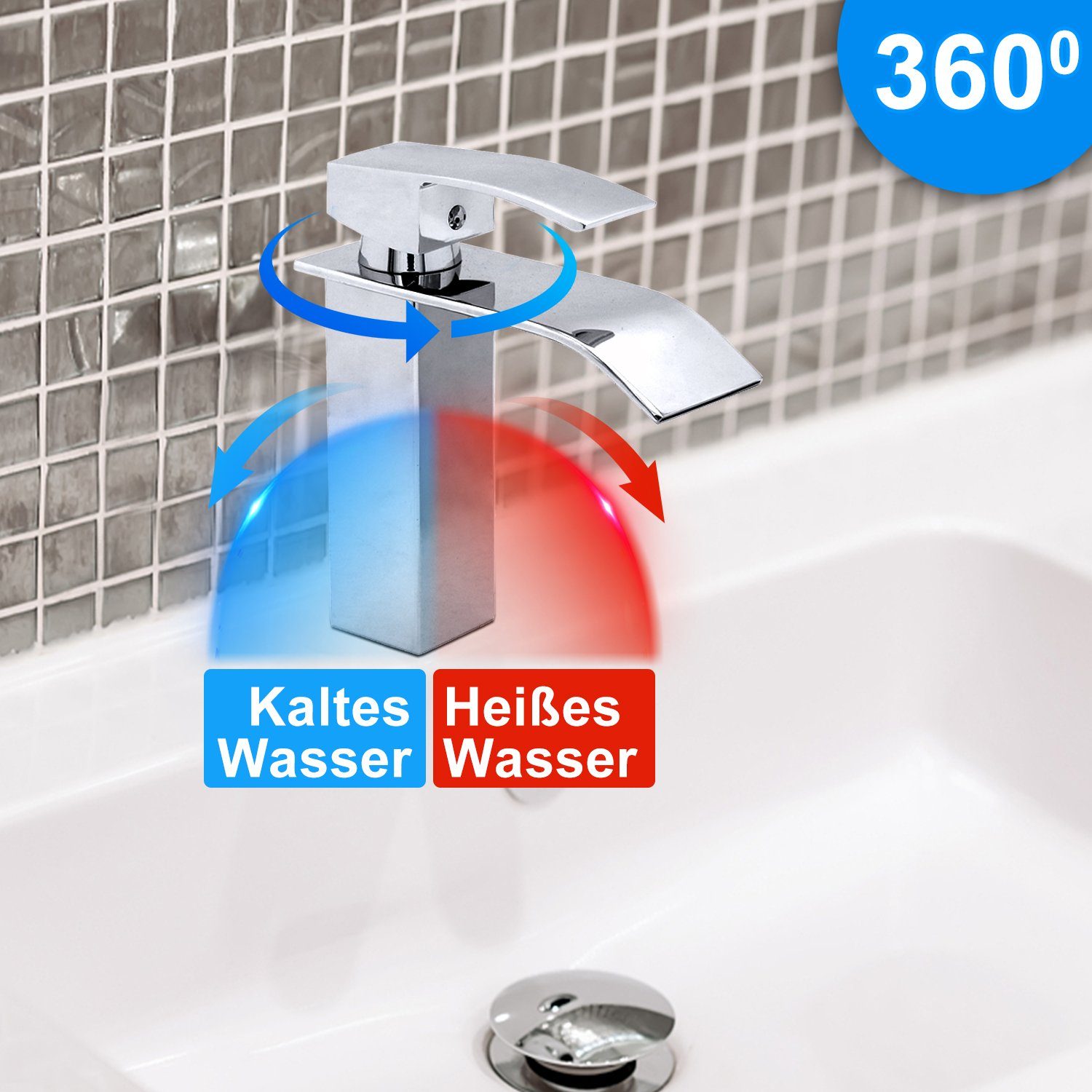 Gimisgu Waschtischarmatur Wasserhahn Waschtischarmatur Küchenarmatur (Bad Armatur Spültischarmatur Küche Brause)