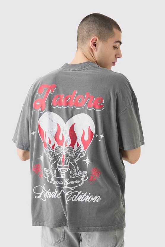 Oversize T-Shirt mit Love Herz Print