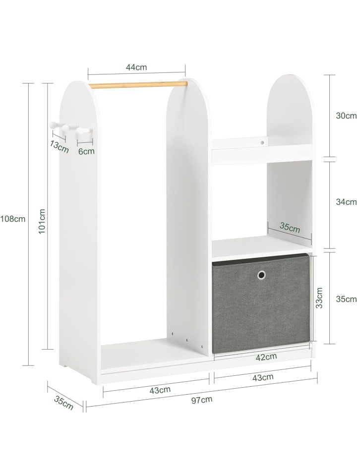 SoBuy Kindergarderobe in Weiß - (B)97 x (H)108 x (T)35cm günstig kaufen onesize