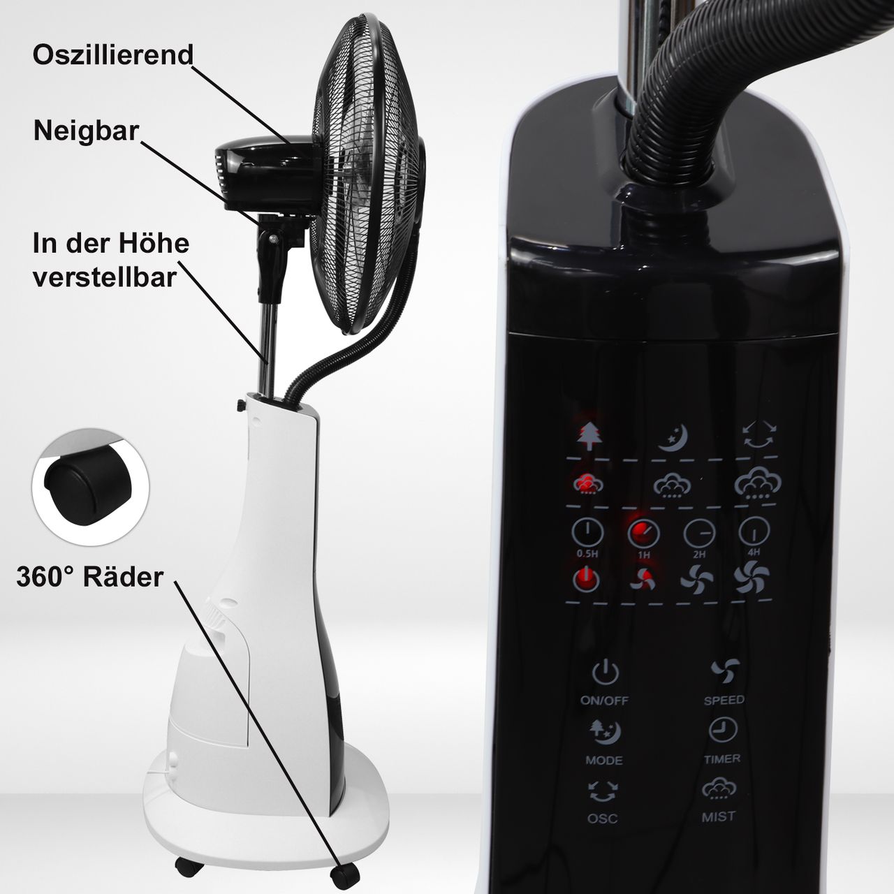 TroniTechnik Standventilator Turmventilator Vernebler SV05 40cm, inkl. Oszillation