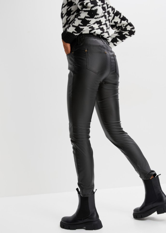 Stretch-Hose mit Beschichtung und Komfortbund, skinny