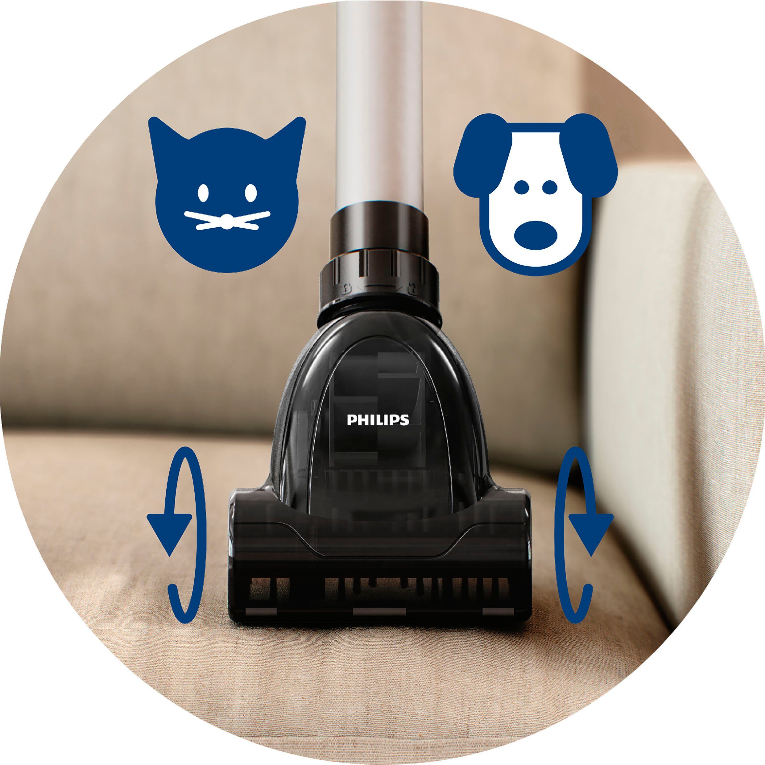 Philips Bodenstaubsauger FC9555/09, 900 W, beutellos, mit 1,5 l Fassungsvermögen und Tri-Active+-Düse