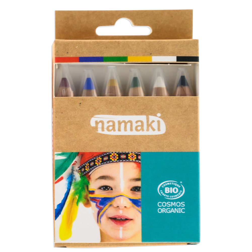 namaki Kit 6 crayons Arc-en-Ciel (blanc/noir/jaune/vert/bleu/rouge) Maquillage de déguisement