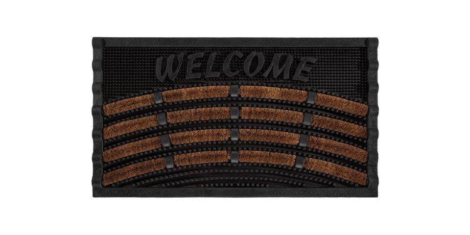 Trend Line Schuhabtropfschale Fussmatte Welcome schwarz kokos gummi, 40 x 70 cm