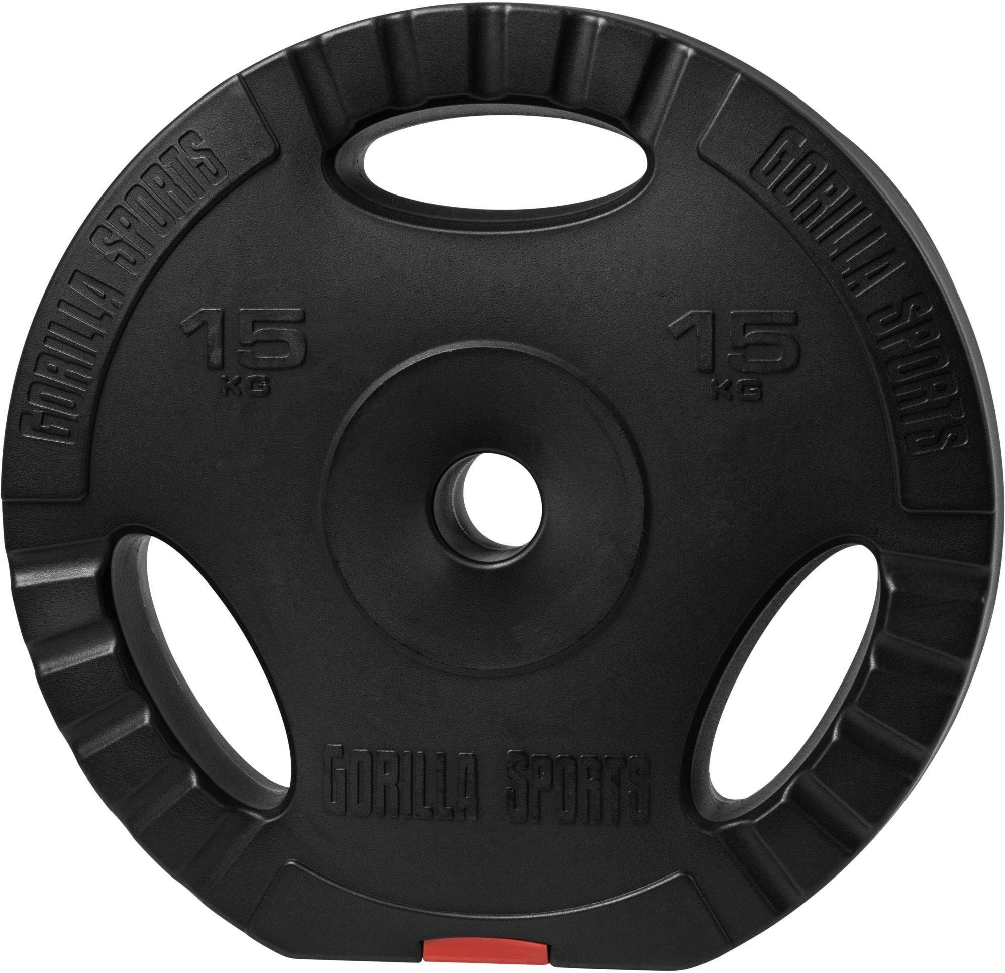 GORILLA SPORTS Hantelscheiben Hantelscheibe Kunststoff Gripper 15 kg, 15 kg