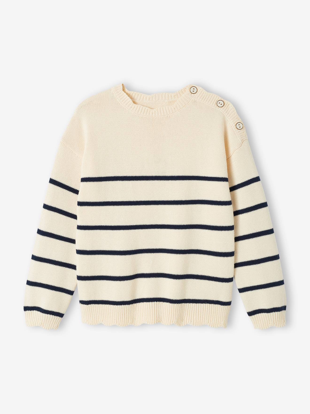 Vertbaudet Mädchen Ringelpullover - pudrig rosa