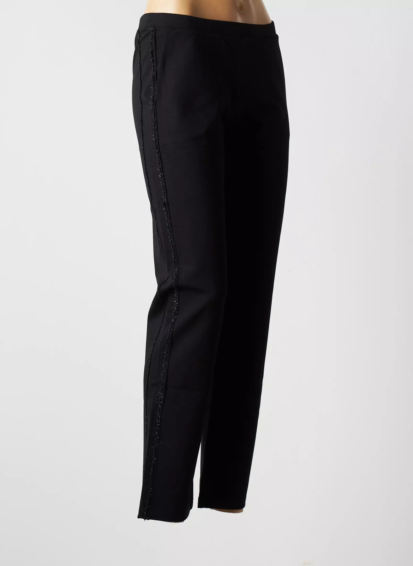 Blanc Boheme Pantalons Droits Femme couleur noir