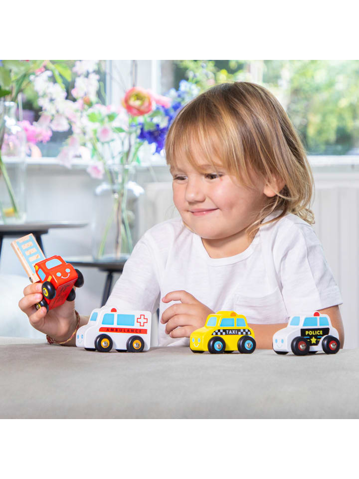 New Classic Toys Minifahrzeuge mit 4 Fahrzeugen Polizei Feuerwehr Krankenwagen Taxi 18 Monate günstig kaufen onesize
