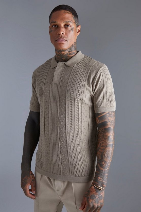 Gestreiftes strukturiertes Poloshirt