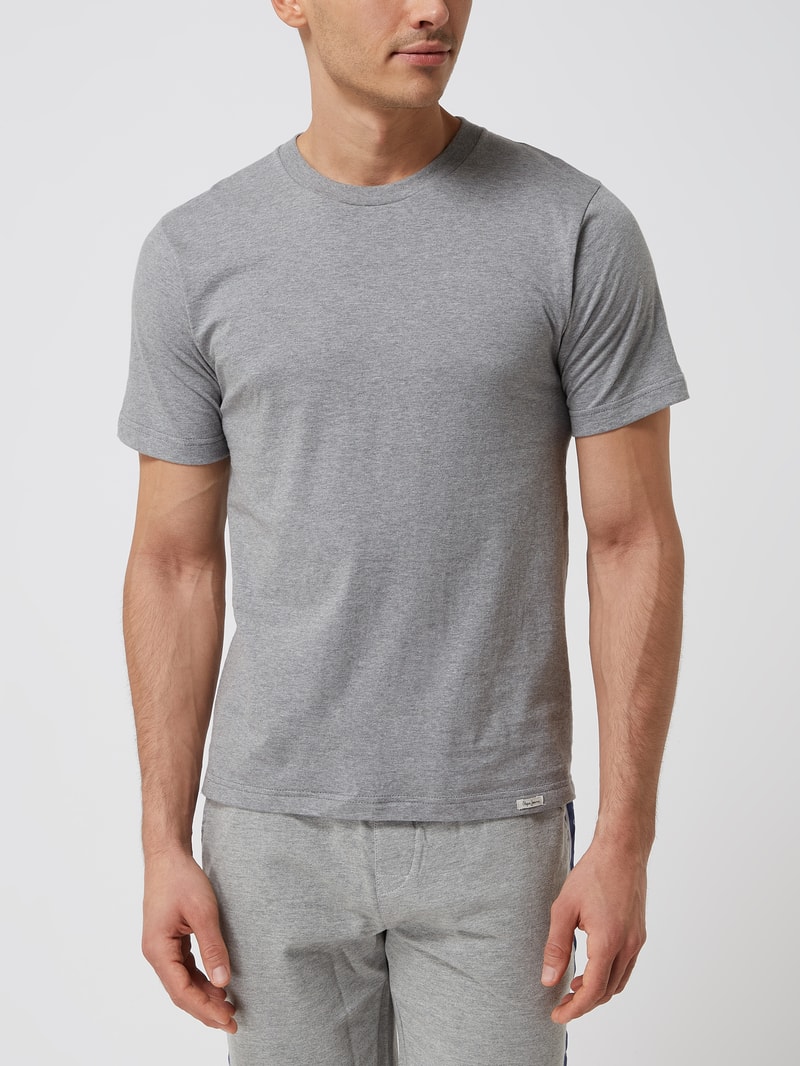 T-Shirt aus Baumwolle im 2er-Pack in mittelgrau meliert