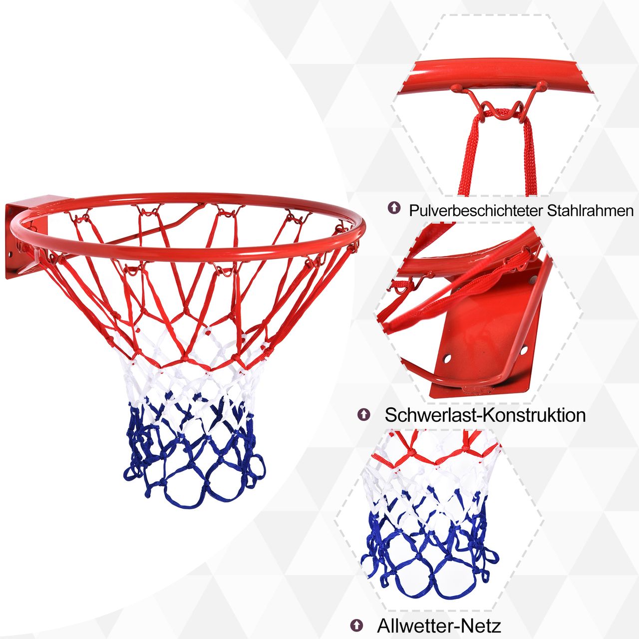 HOMCOM Basketballkorb mit Netz Basketballnetz ø46