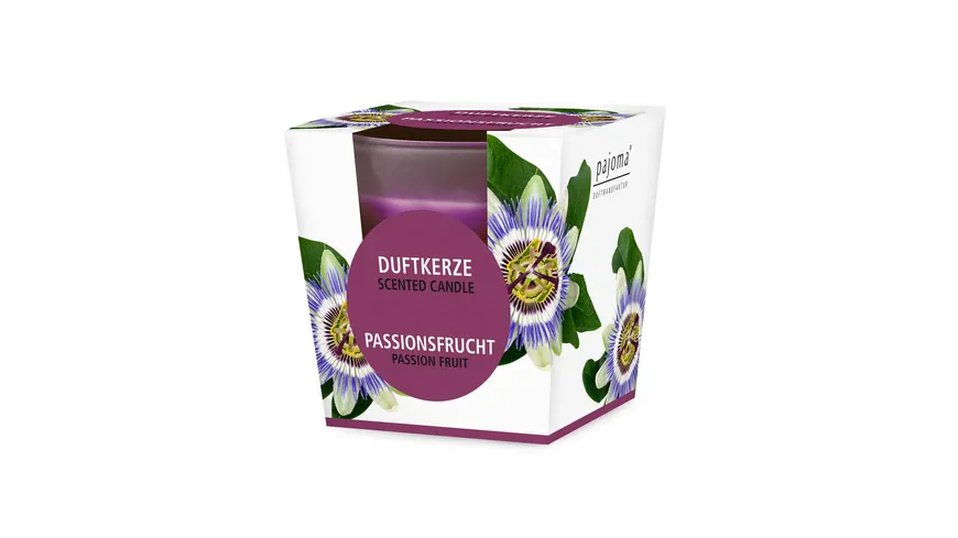 pajoma Duftkerze im Glas Passionsfrucht/Glas Box Lila