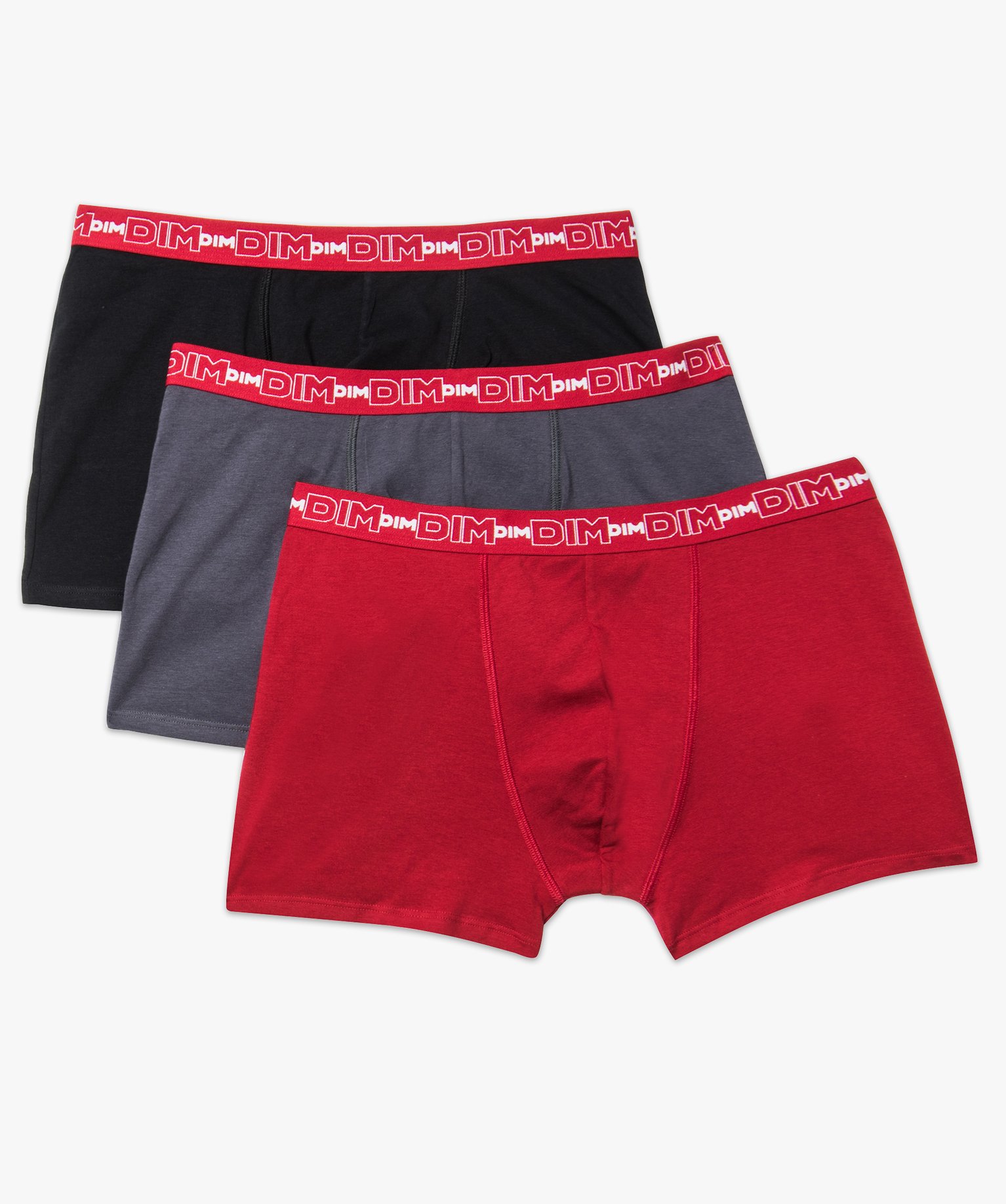 Boxer homme en coton stretch - Dim (lot de 3) rouge | GEMO
