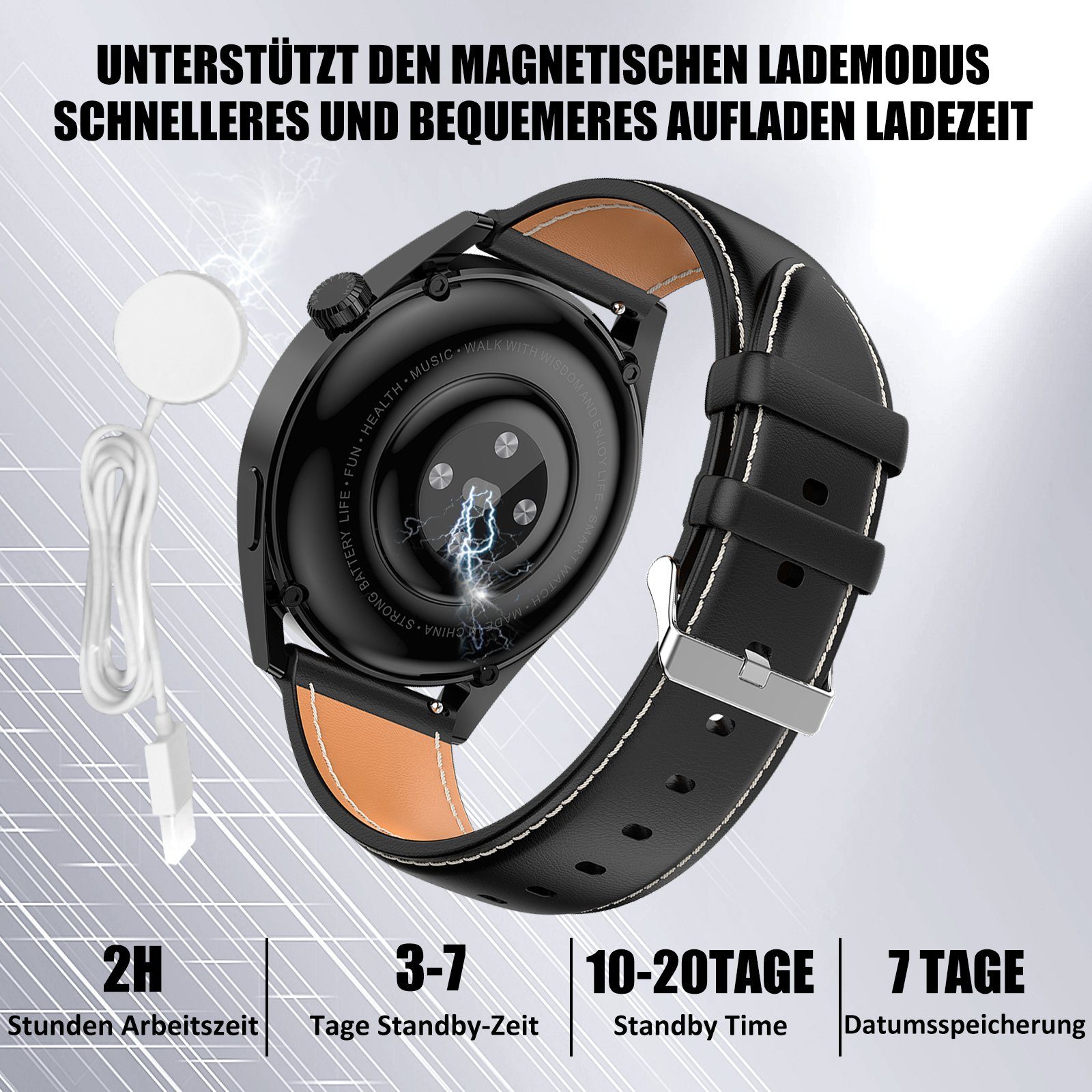 Tisoutec Smartwatch Damen Herren Smartwatch (Fitnessuhr mit Telefonfunktion/WhatsApp Notiz,Smartwatch Fitness Tracker Uhr IP68 Wasserdicht,1.36