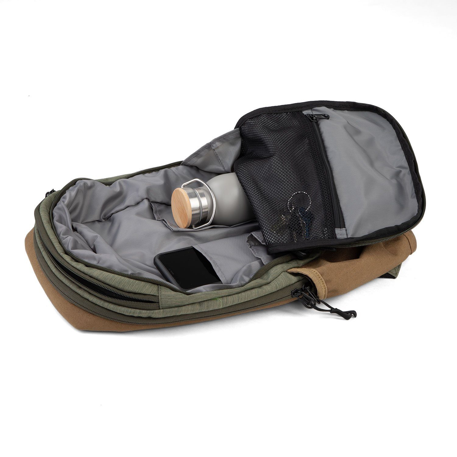 bodhi Yogatasche Yoga Rucksack YOGI DAYPACK, grün-braun