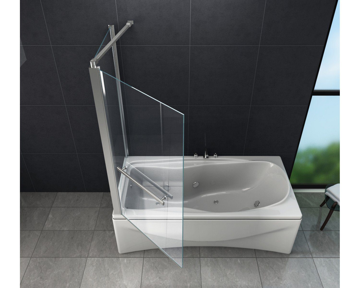 Home Systeme Badewannenaufsatz Eckduschwand Duschtrennwand Duschkabine Dusche Falttür Klarglas Glas
