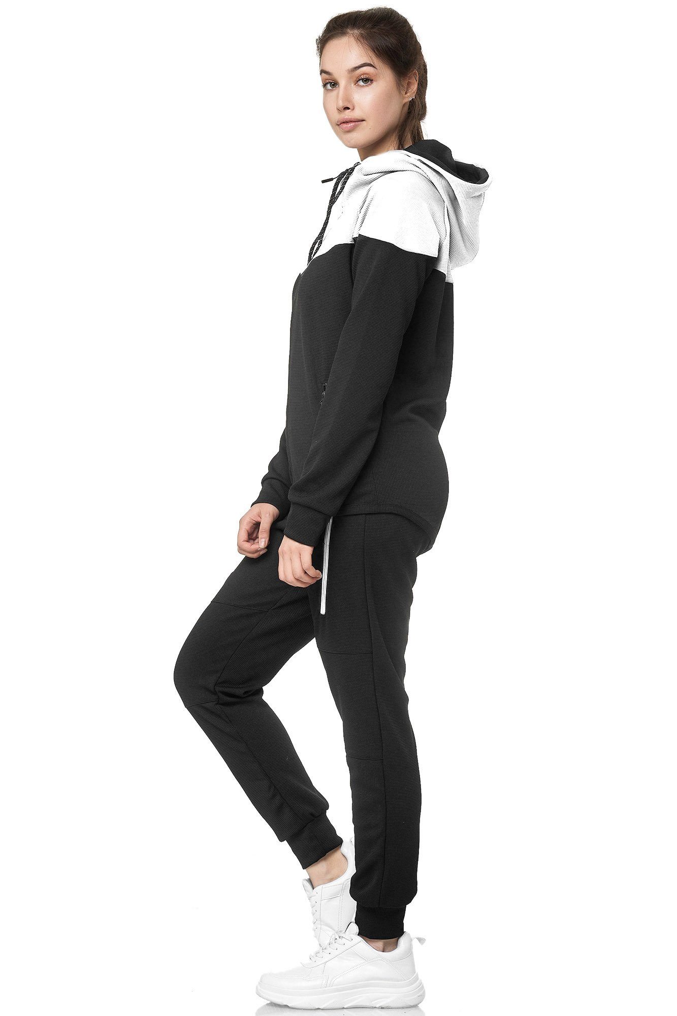 L.gonline Freizeitanzug Damen Jogging-ANZUG, Freizeitanzug, Sporthose und Kapuzenjacke, 984 (Kapuzenjacke mit Reißverschluss, Hose, 2-tlg), Fitness Freizeit Casual
