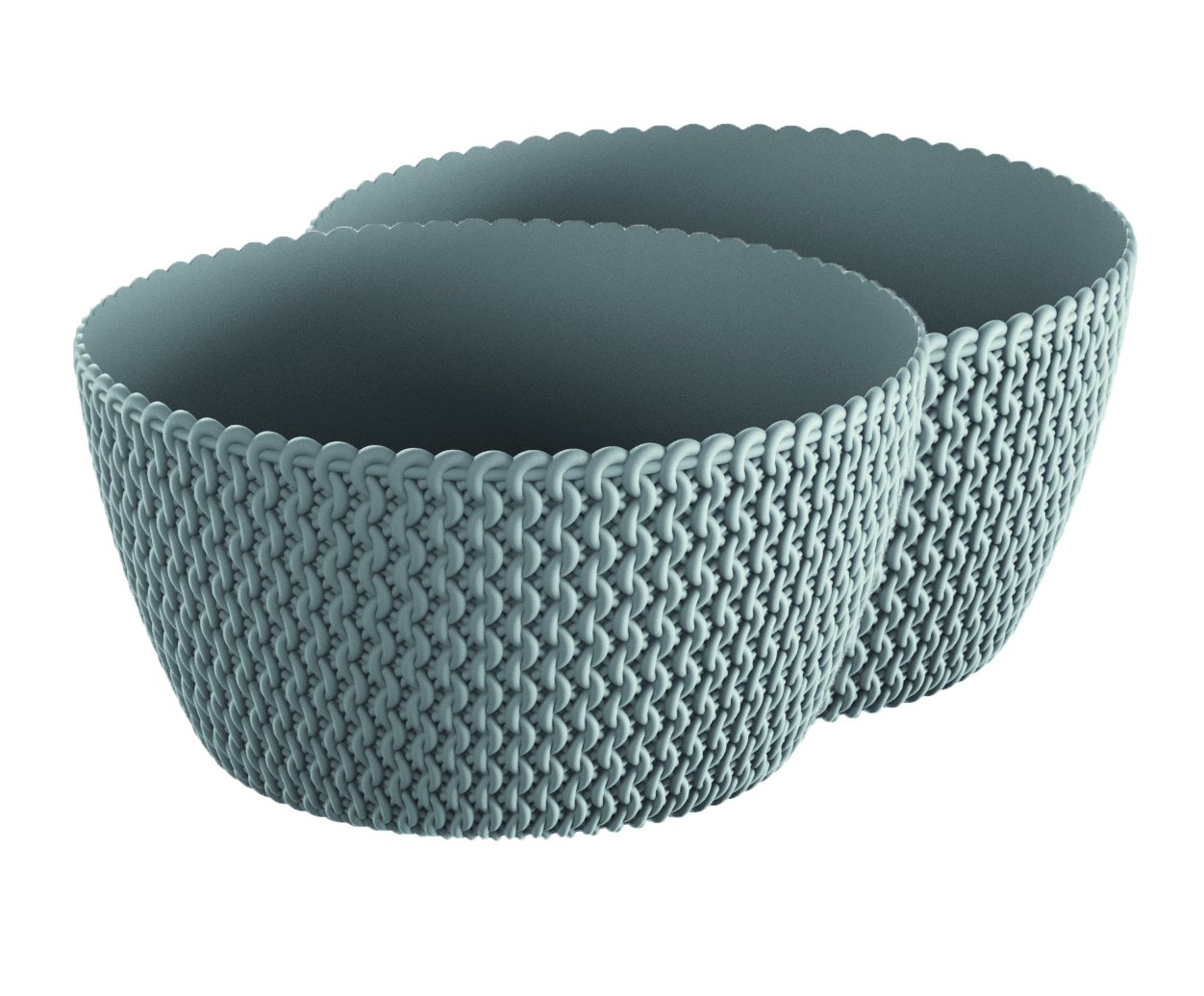 Powertec Garden Strickoptik-Blumentopf, Steingrau - 2er-Set
