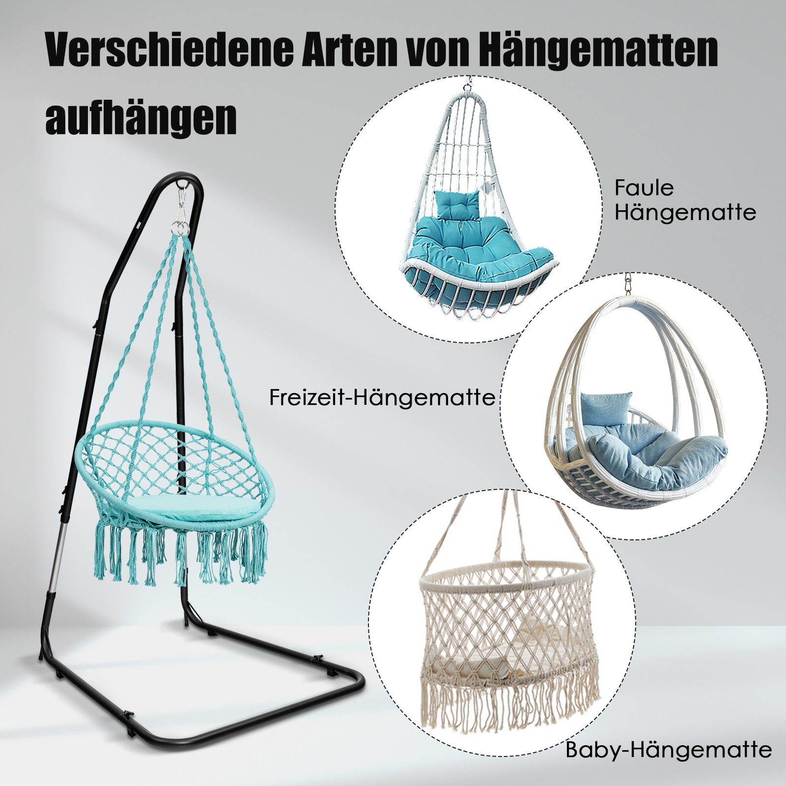 COSTWAY Hängemattengestell, bis 150kg, 195-235cm verstellbar ohne Hängematte