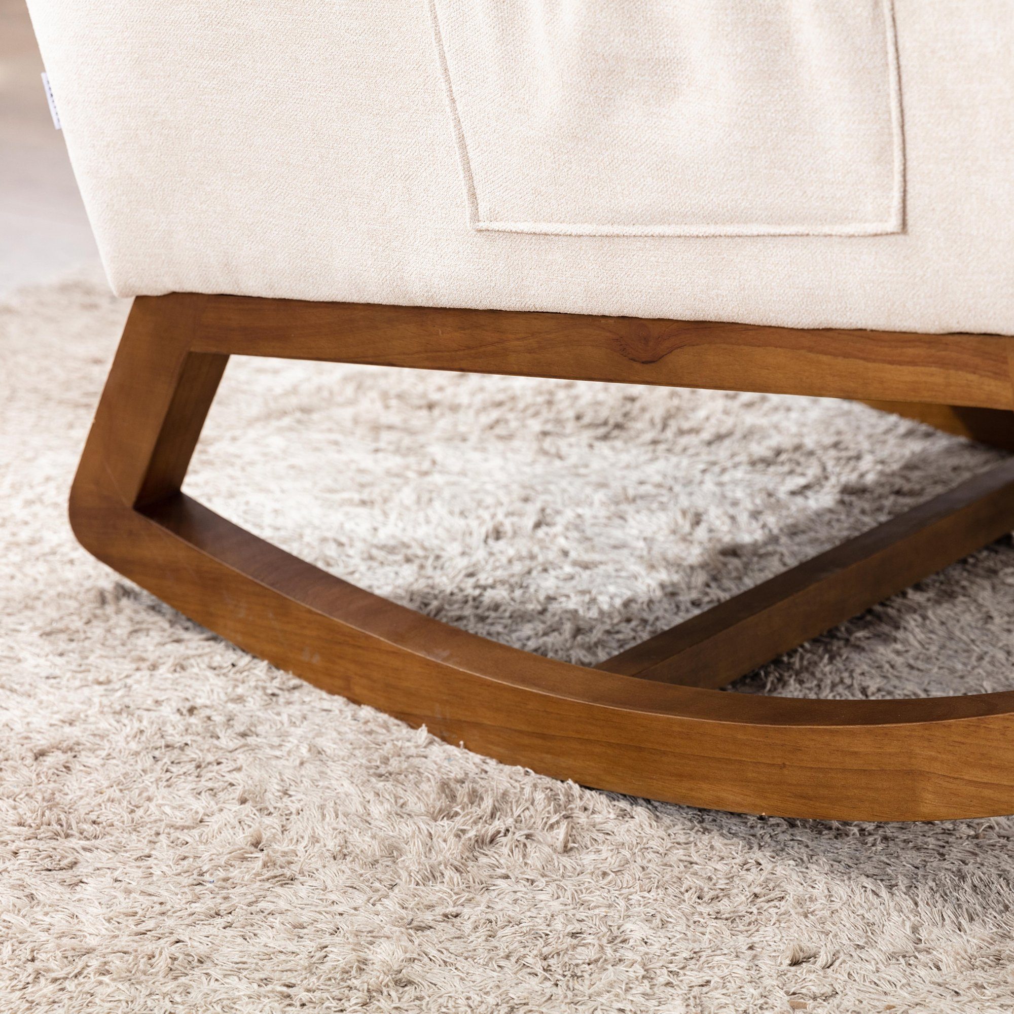 Odikalo Schaukelstuhl gepolsterter Loungesessel Einzelstuhl Seitentaschen Beige/Grau/Braun