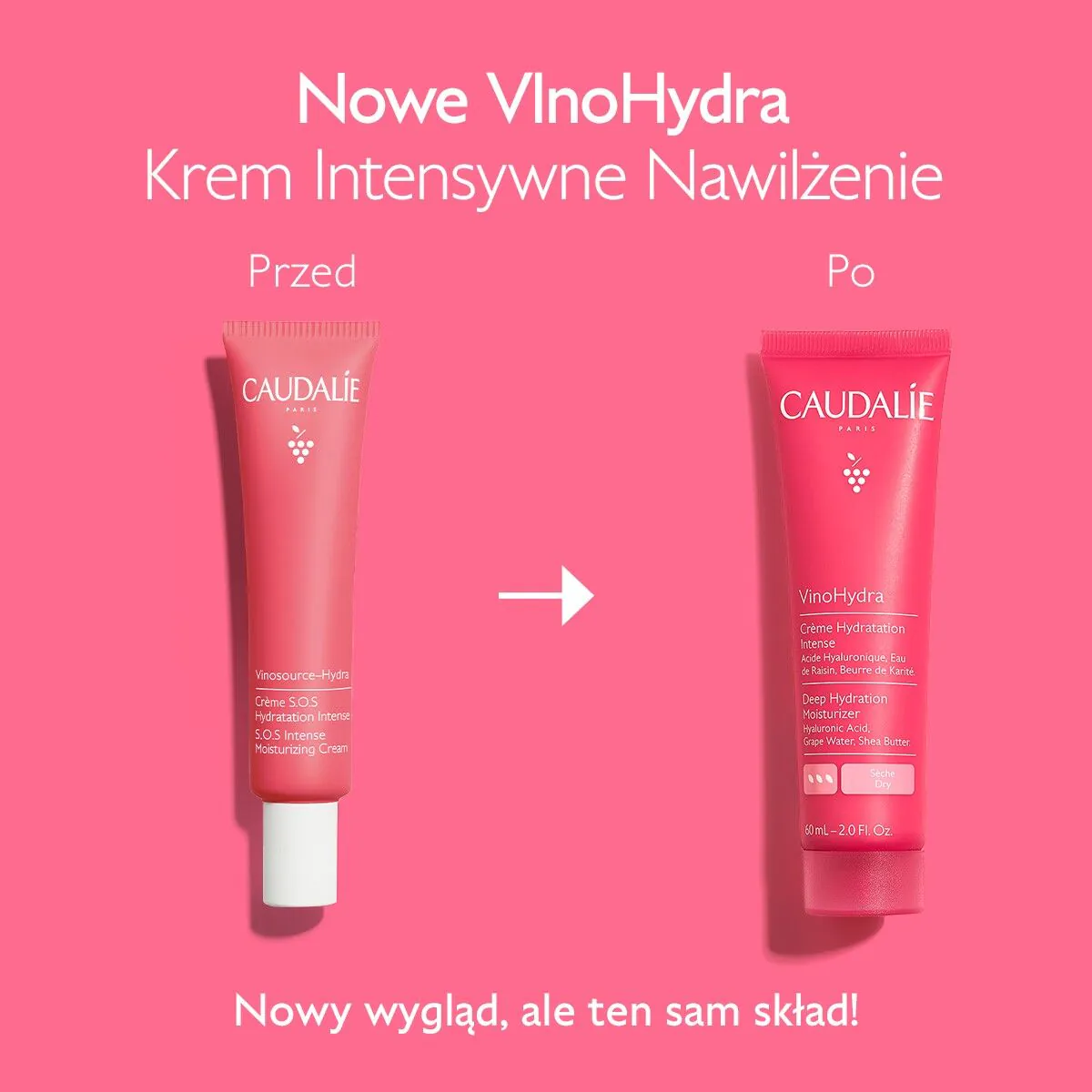 Caudalie VinoHydra intenzivna hidratantna krema, 60 ml