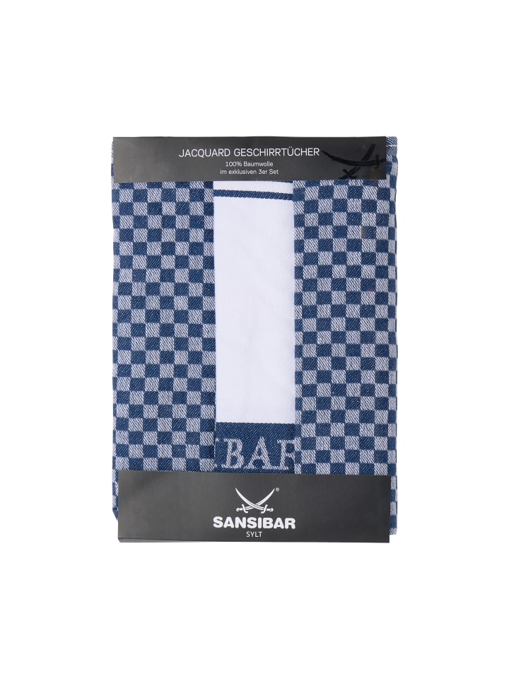 Sansibar 3-teiliges Set: Geschirrtuch Set in Blau günstig kaufen 50x70 cm