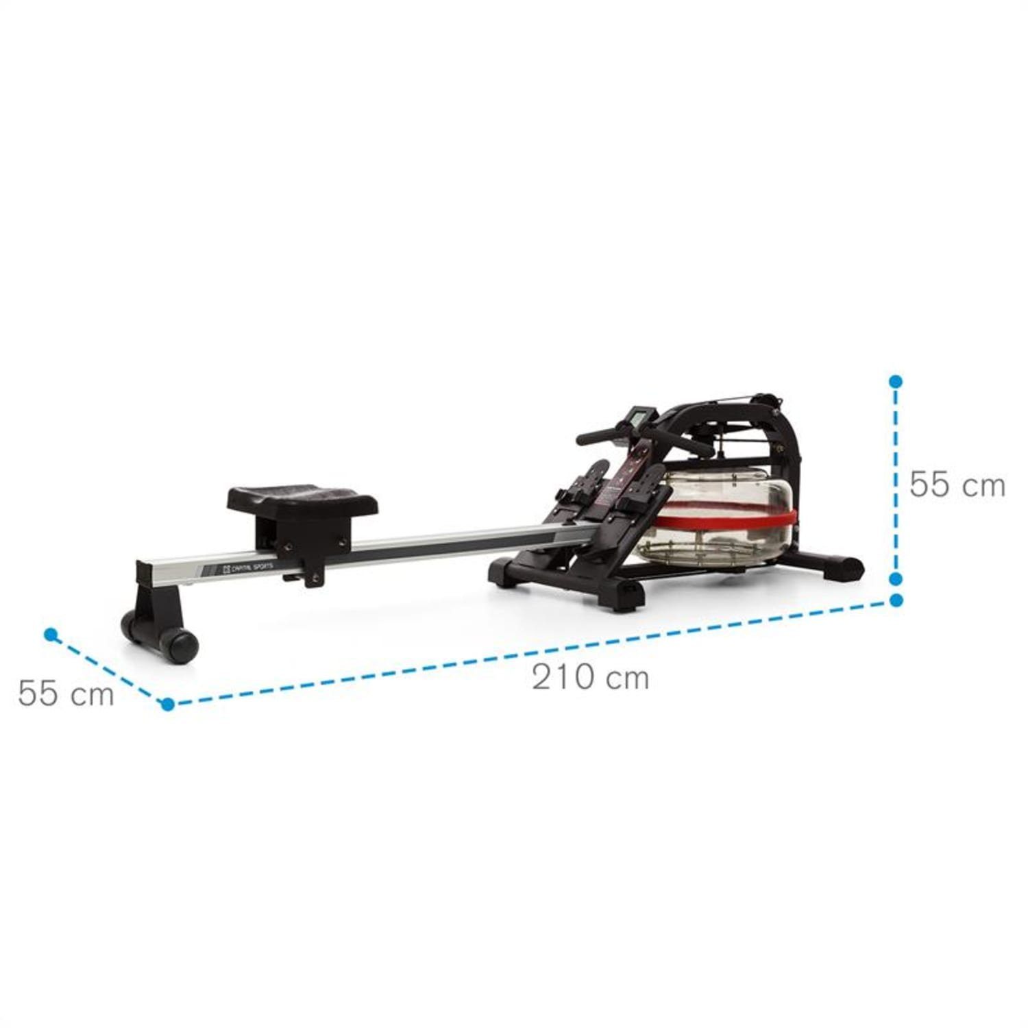 Capital Sports Rudermaschine Rowlympic Wasserrudergerät 115cm stellbar LCD-Display Aluminium