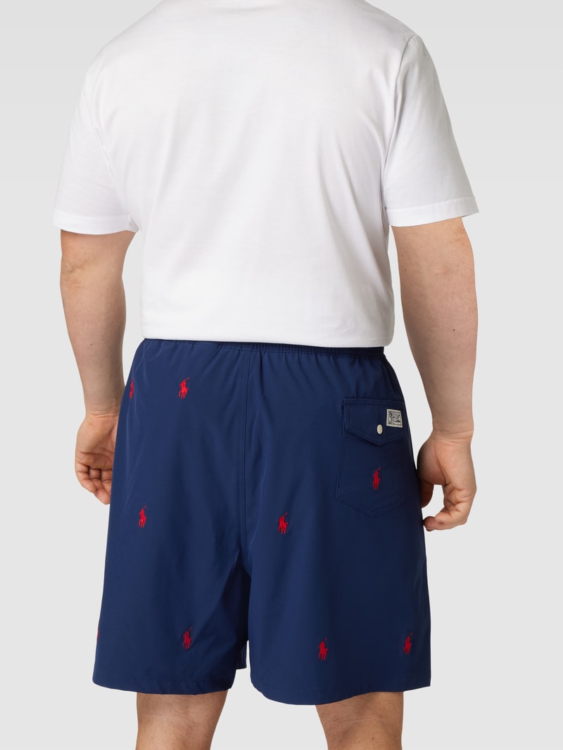 PLUS SIZE Badehose mit Label-Stitching Modell 'NEWPORT' in marineblau