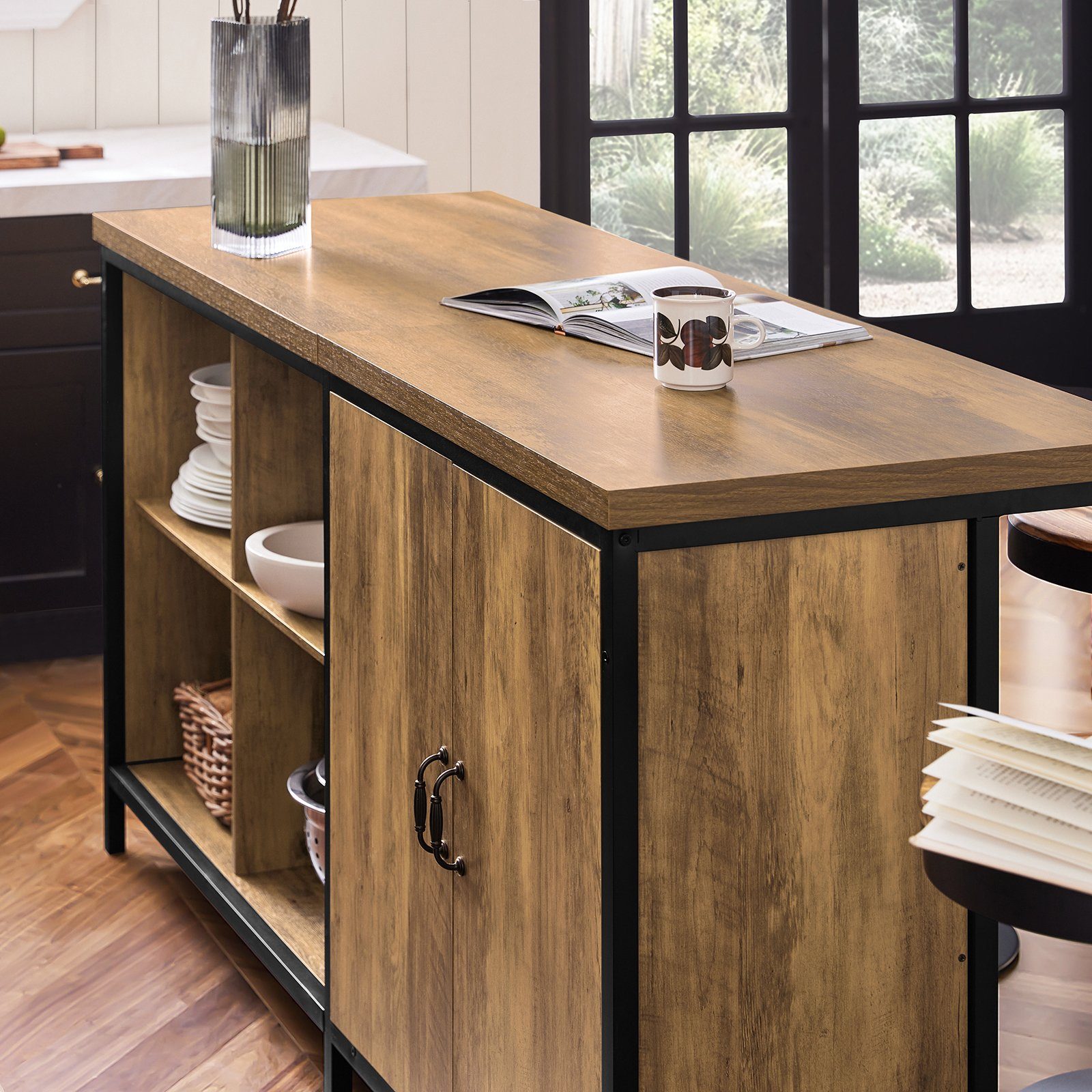 SoBuy Küchenbuffet KNL01 Kücheninsel freistehend Küchenschrank Highborad Kommode Sideboard
