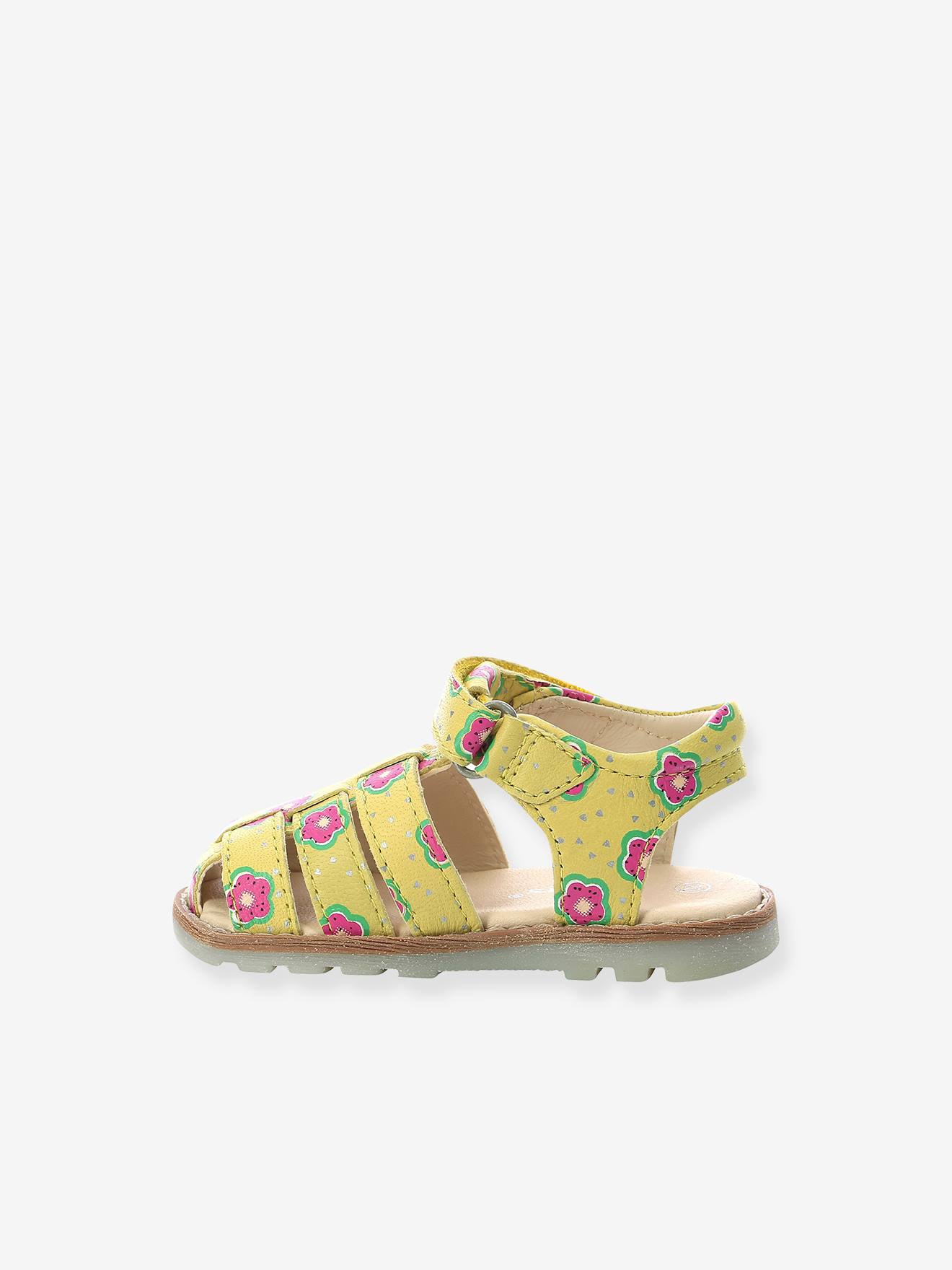 Sandales cuir bébé Nonosti Iconique Nonorally KICKERS® blanc casse flower