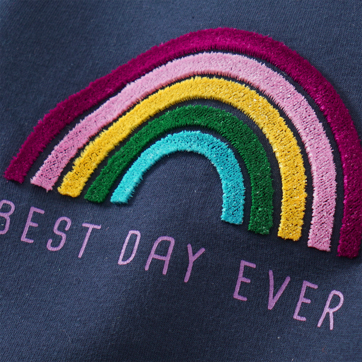Mädchen Sweatshirt mit Regenbogen-Applikation