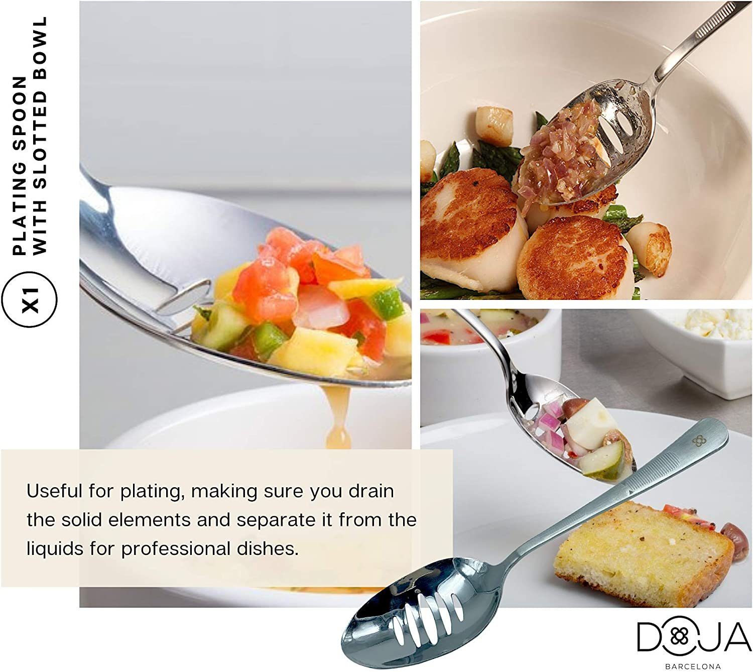 UE Stock Kochbesteck-Set Barcelona Küchen Chef Kochutensilien 7-teilig (Edelstahl Plating Kit Kuechen-Werkzeug Koch Set - Deko Garnieren Gadgets - PERFORIERTLÖFFEL - DEKOLÖFFEL - SPREIZSPACHTEL - FISCHKNOCHENENTFERNER-ZANGE - PRÄZISE PINZETTEN, 7-tlg