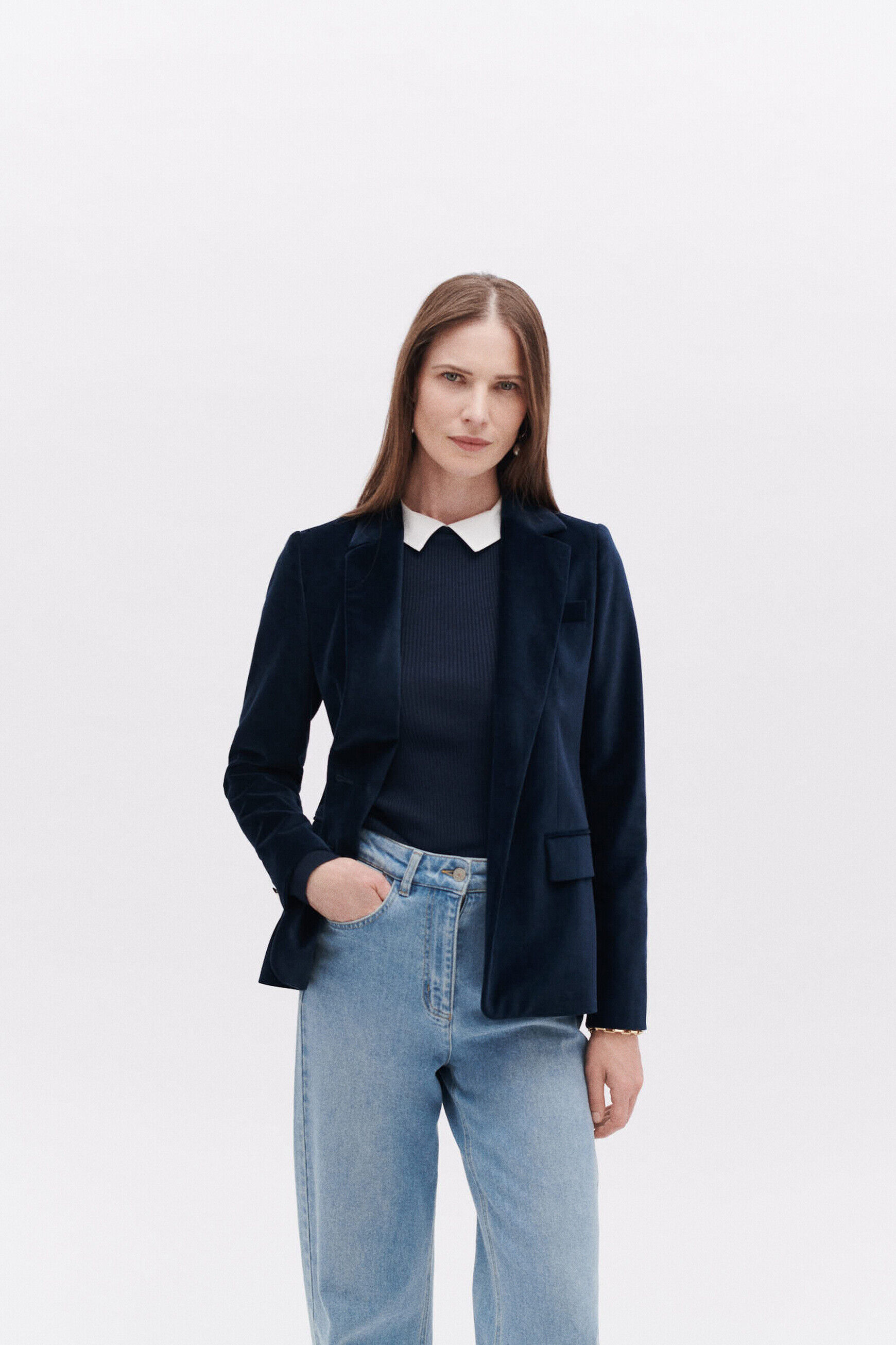 Blazer vambre bleu marine femme