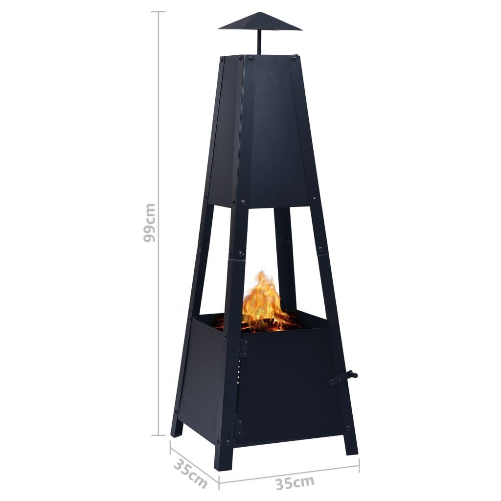 vidaXL Feuerstelle Feuerstelle Schwarz 35×35×99 cm Stahl