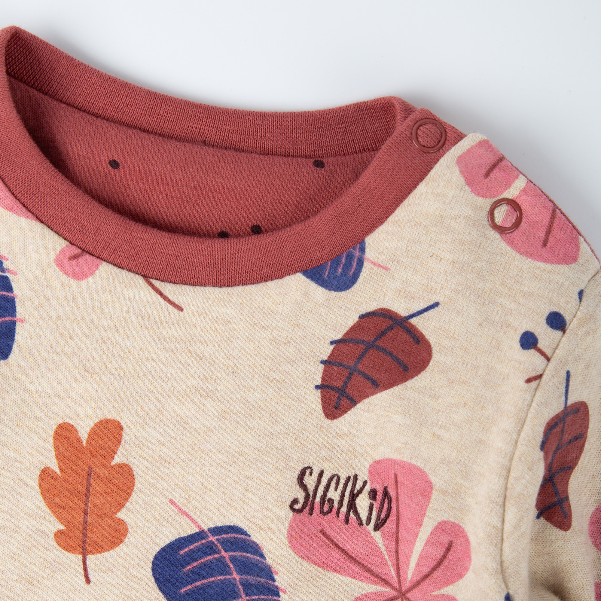 Baby Wendeshirt rotbraun mit Pünktchen/bunter Herbstprin