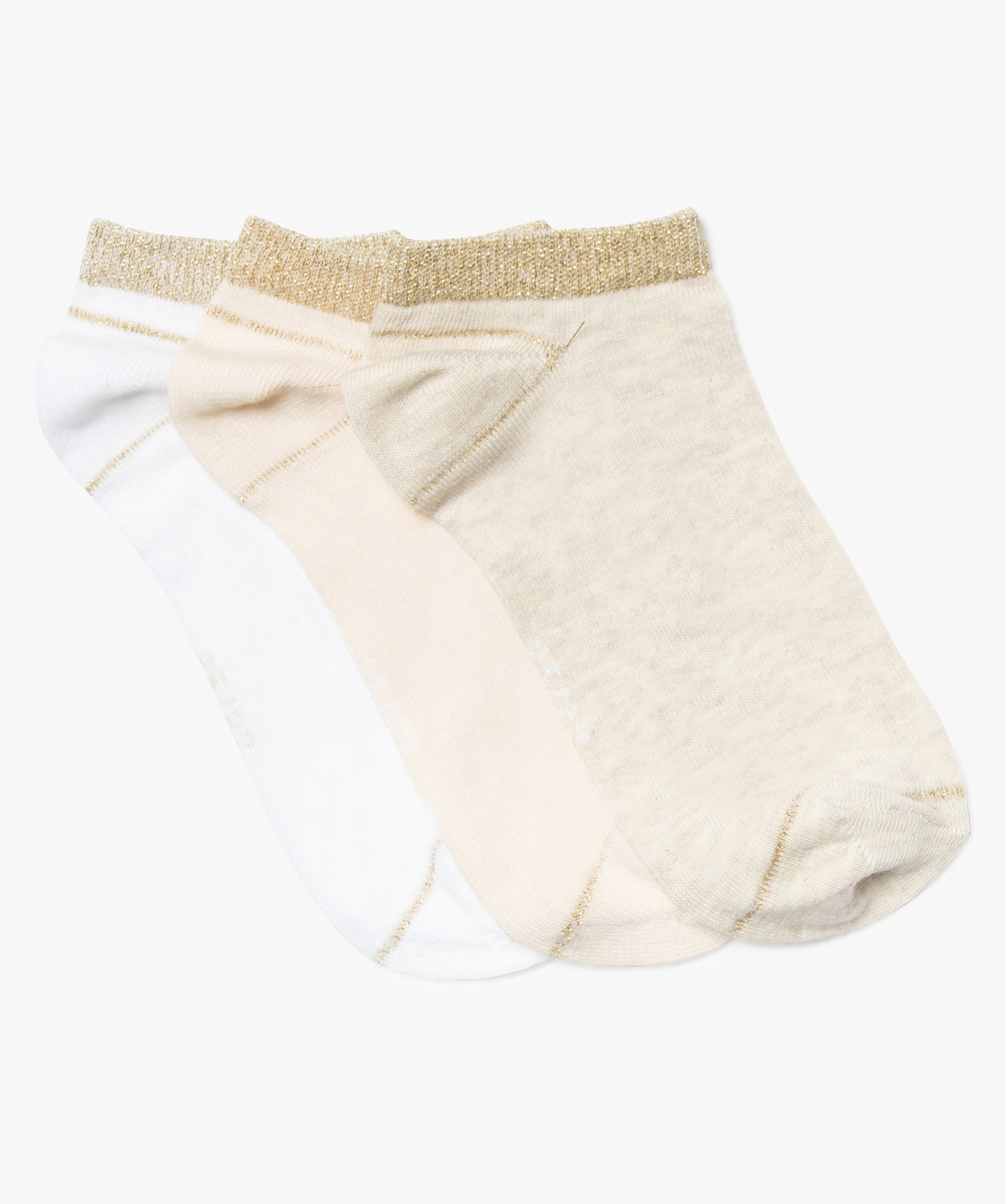 Chaussettes ultra-courtes avec paillettes sur la tige femme ... beige | GEMO