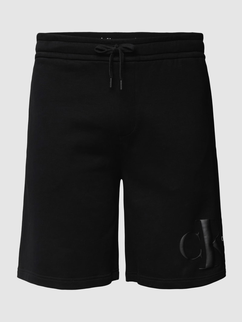 PLUS SIZE Sweatshorts mit Label-Print Modell 'PLUS DYNAMIC' in schwarz